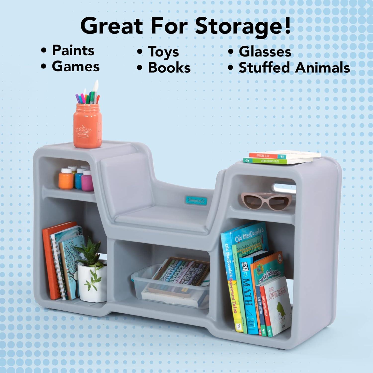 Simplay3 Cozy Gray Cubby Reading Nook for Kids