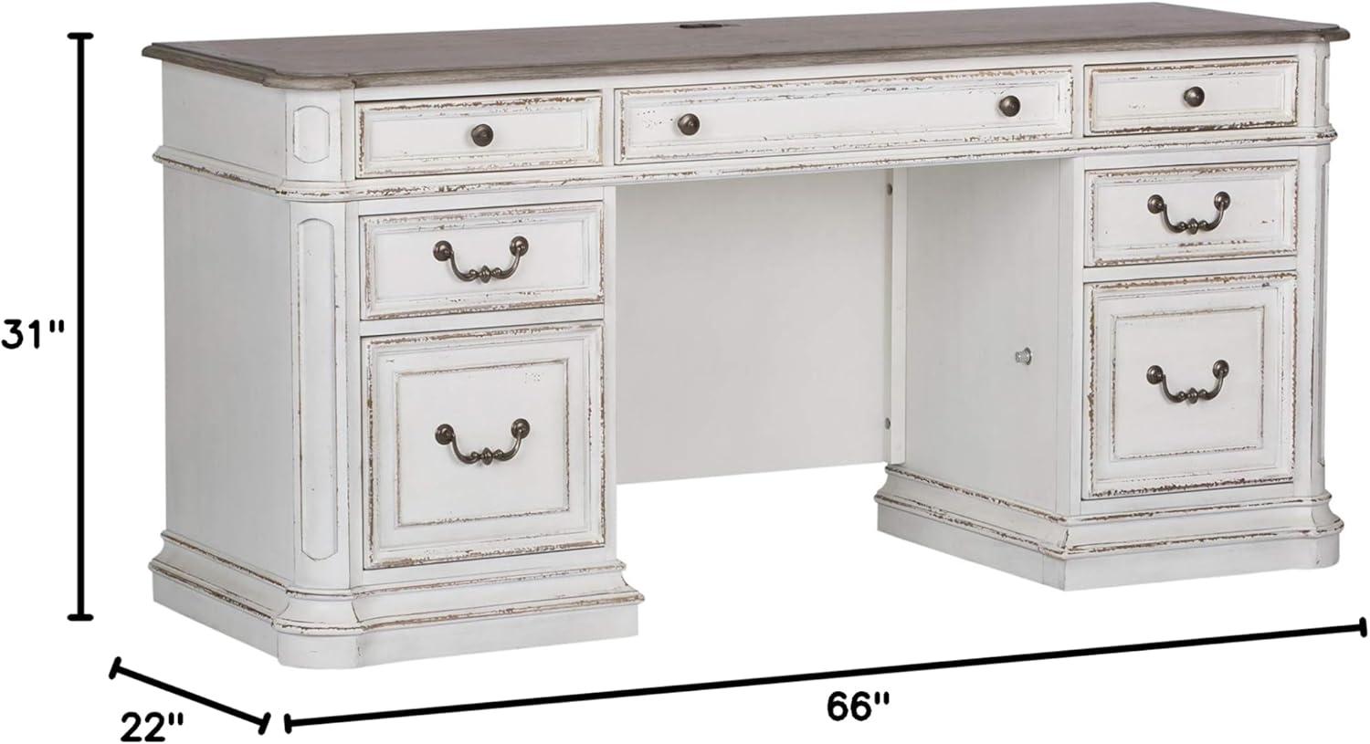 Laurel Foundry Modern Farmhouse® Colchester Credenza Home Office Desk with Built in Outlets