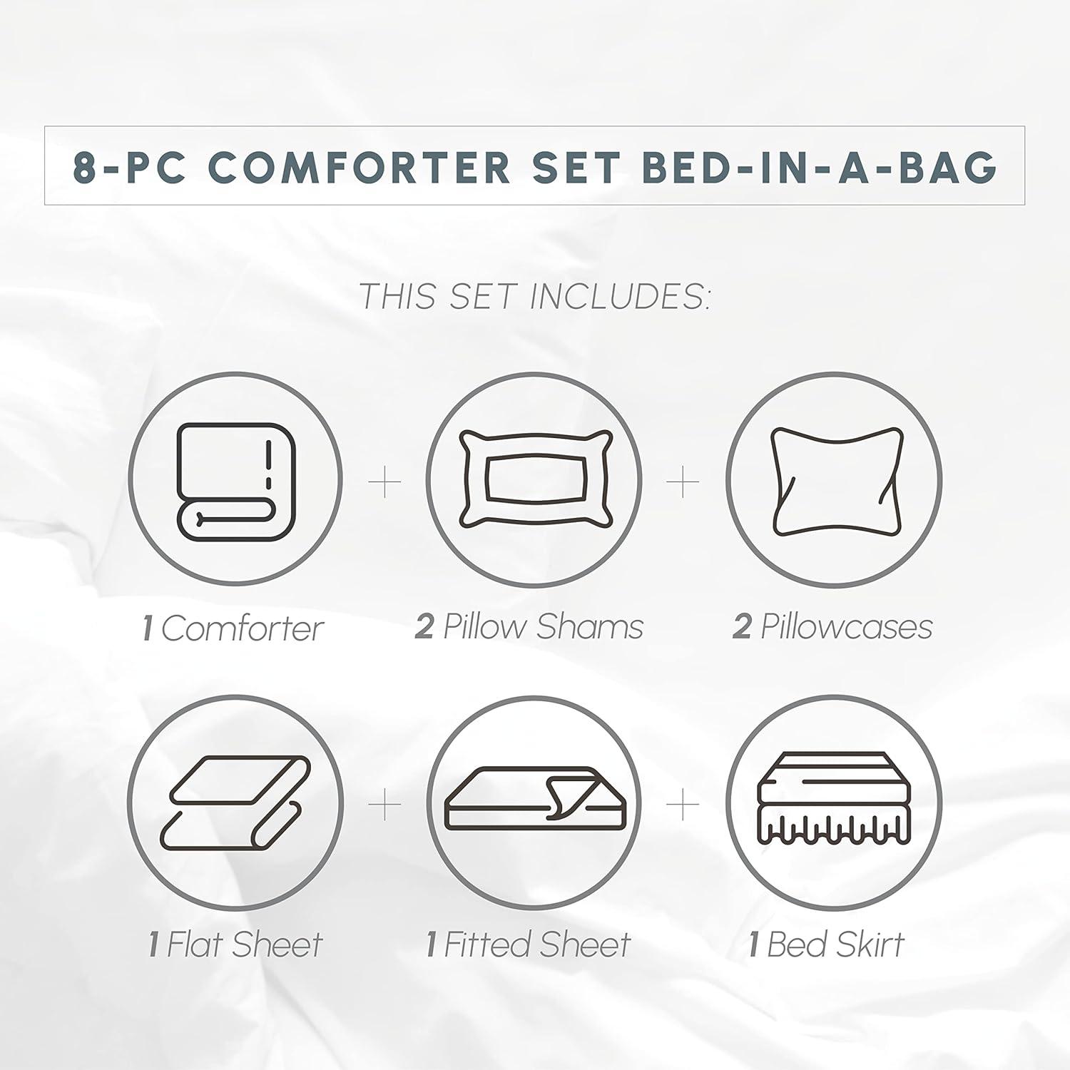 Burgundy Full/Queen Microfiber Pinch Pleated Bed in a Bag Set