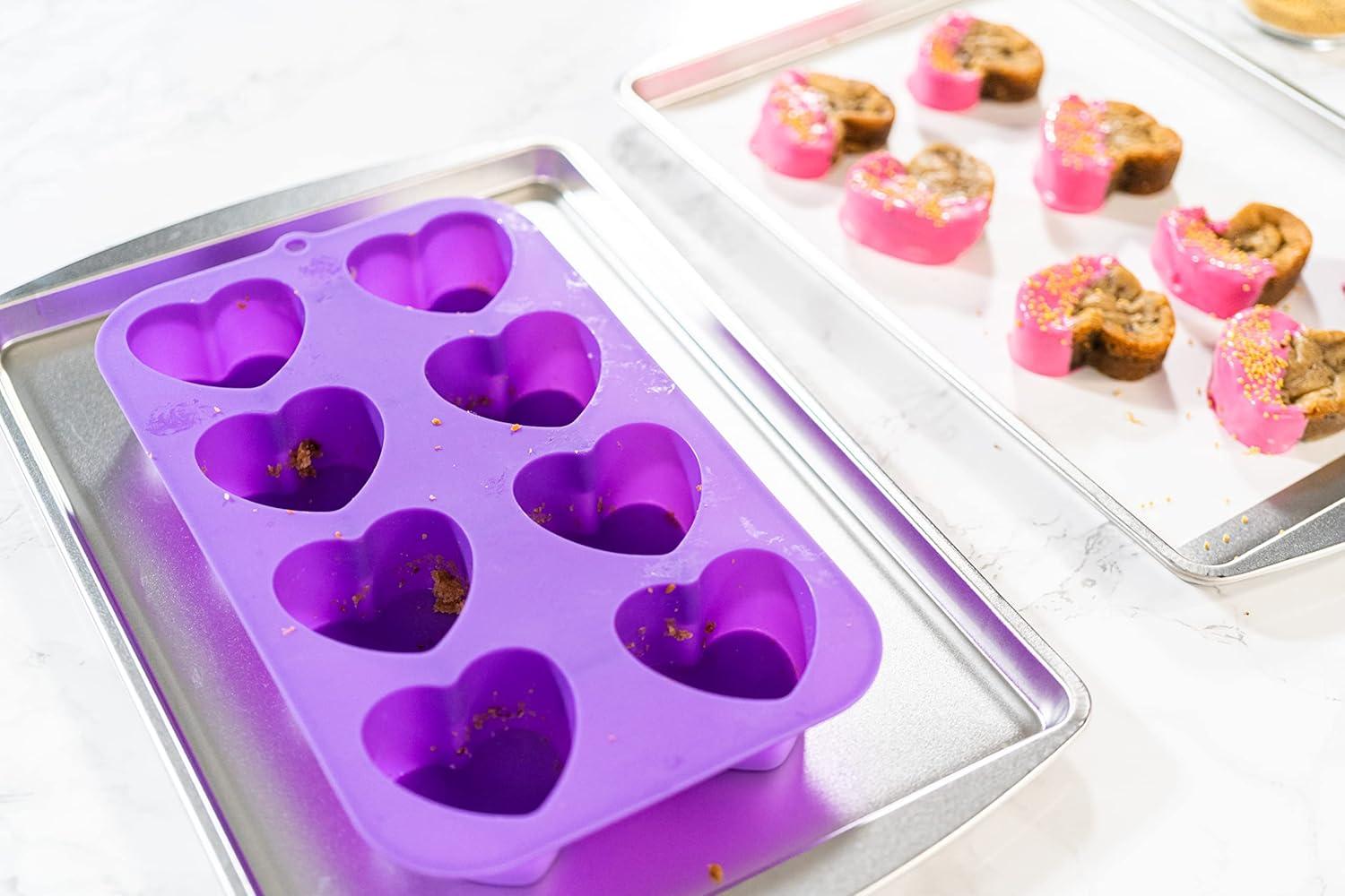 Bakerpan Silicone Heart Mold for Baking, Mini Cake Heart Pan - Set of 2