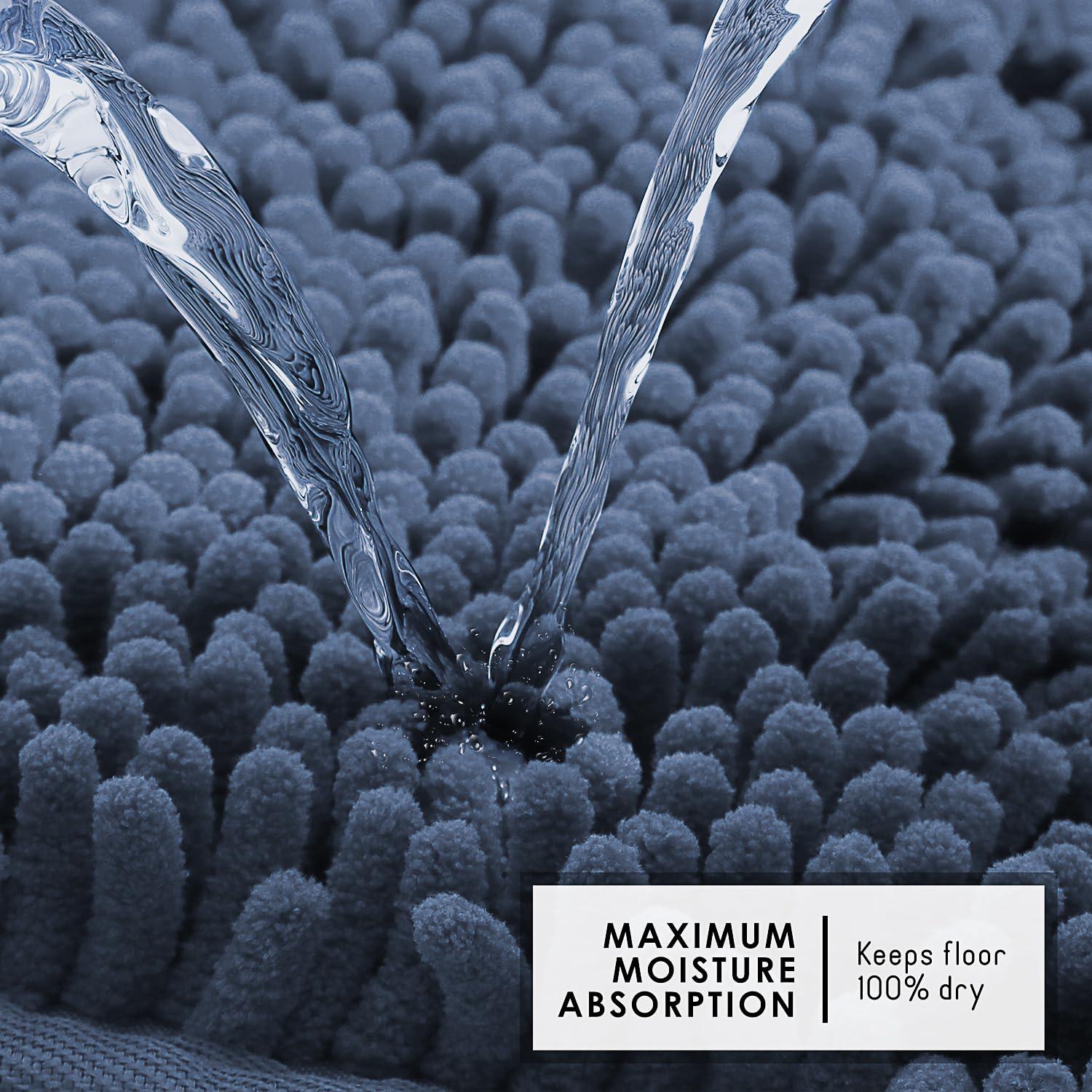 Hearth & Harbor Bathroom Rugs, Chenille Bath Mat - Navy Bath Rug, 26x44