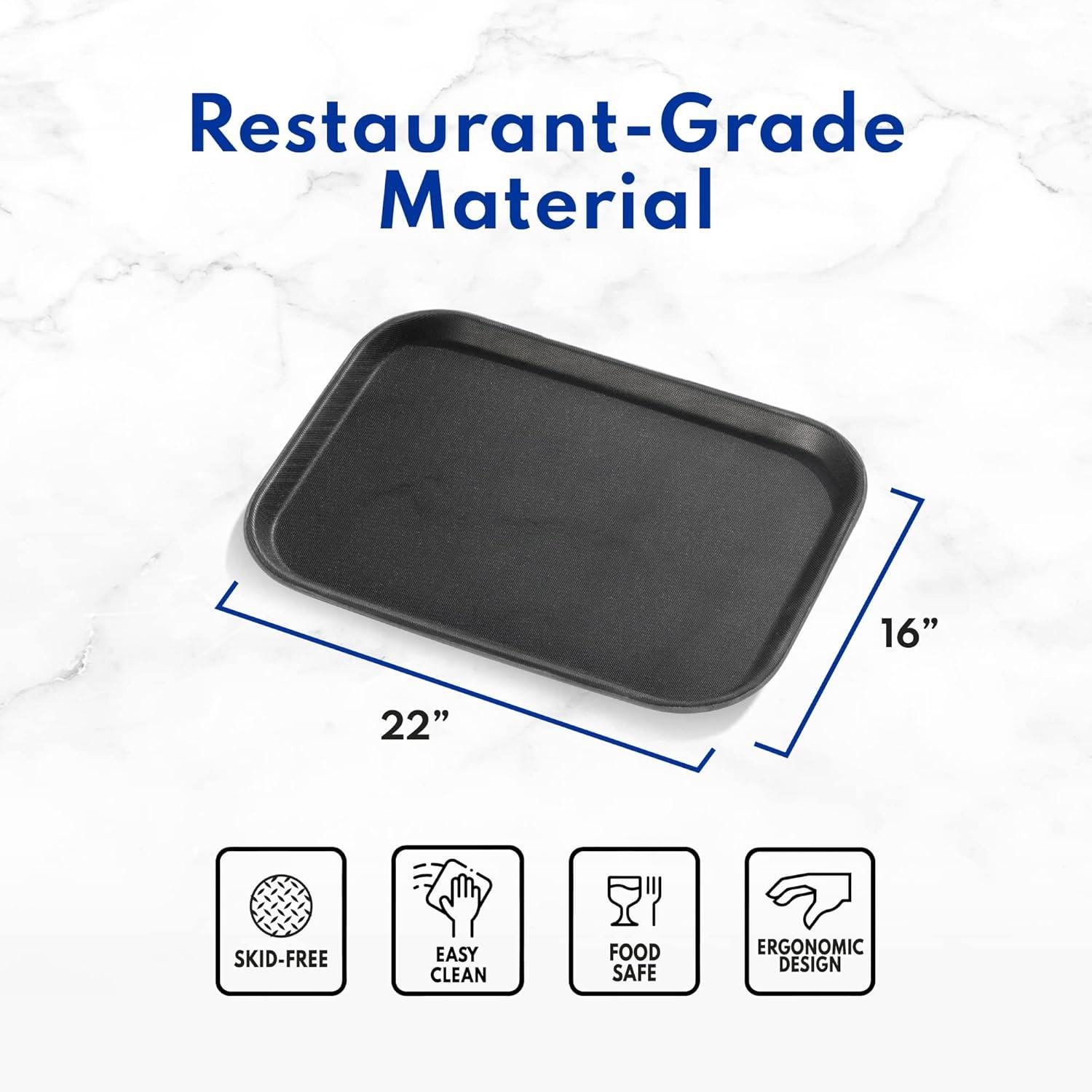 New Star Foodservice Restaurant Grade Non-Slip Tray, Plastic, Rubber Lined, Rectangular (Black, 15-Inch x 20-Inch)