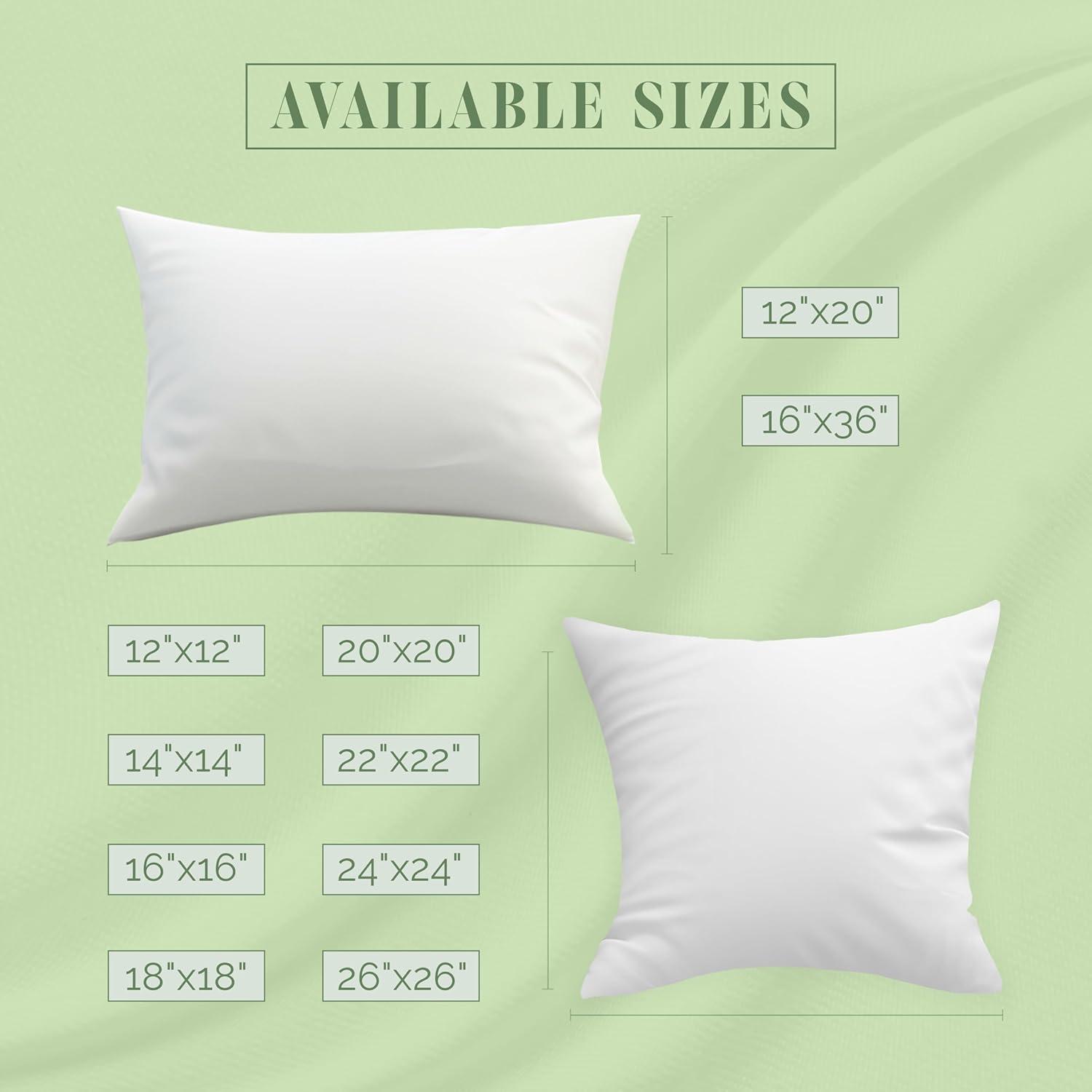 White Square Polyester Gel Fiber Throw Pillow Inserts, 12x12 Inch, Set of 2