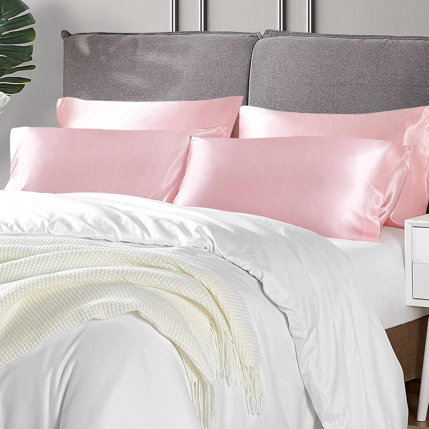 Pink Satin Standard/Queen Pillowcases Set of 2