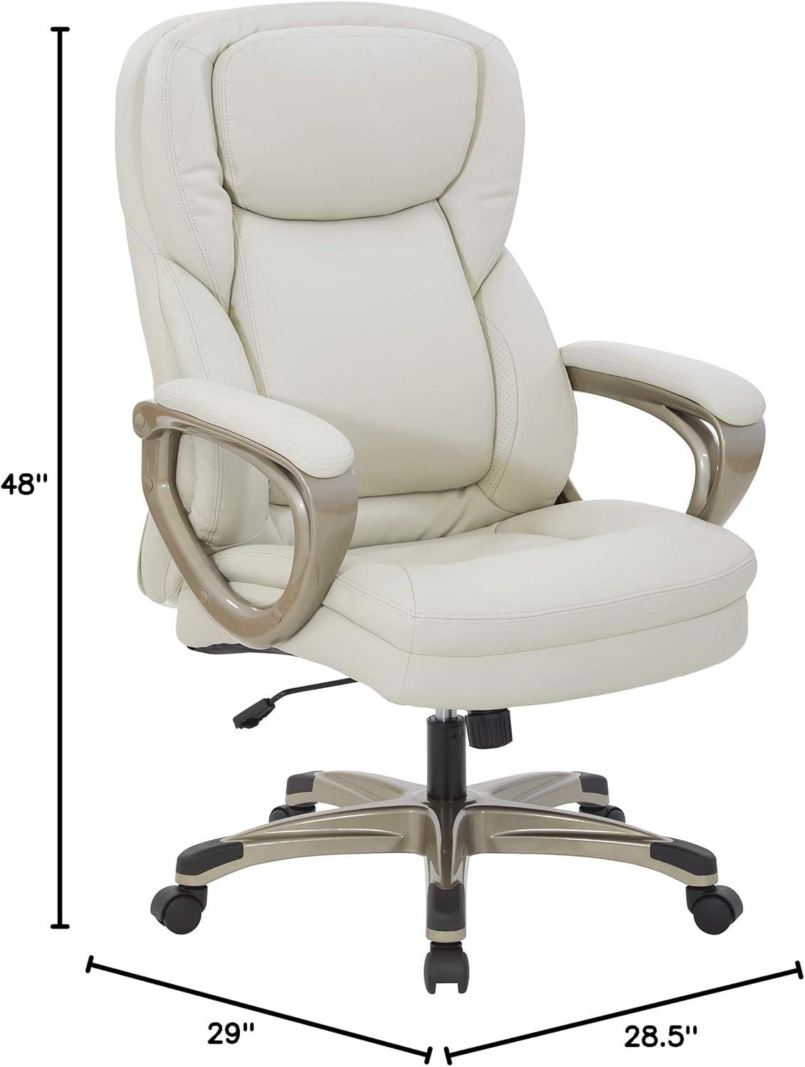Executive Cream Bonded Leather Office Chair with Cocoa Coated Nylon Base