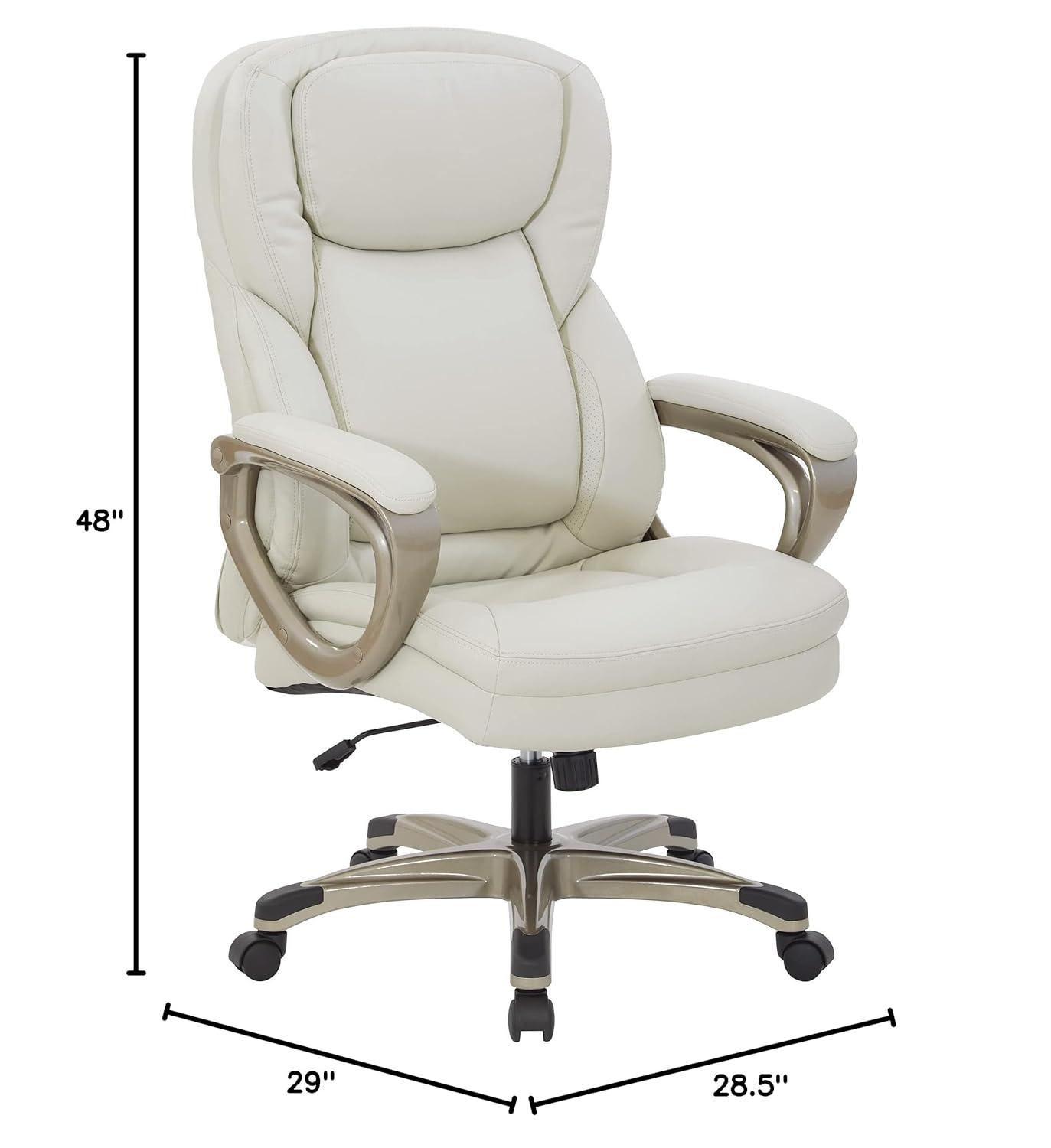 Executive Cream Bonded Leather Office Chair with Cocoa Coated Nylon Base