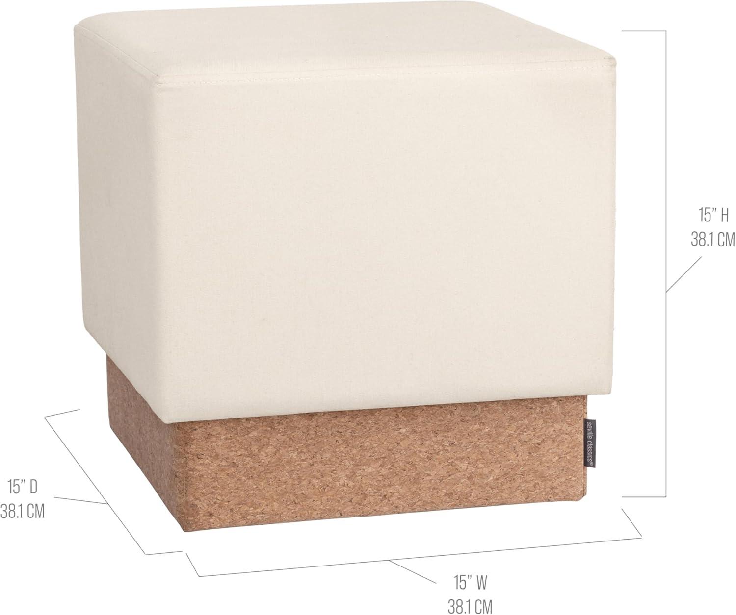 Cream and Cork 15" Cube Storage Ottoman with Cushioned Seat