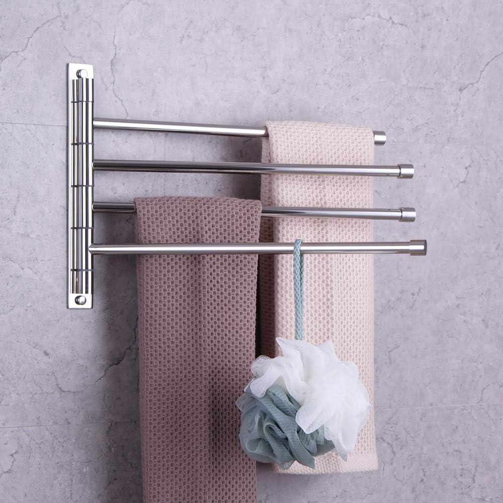 Polished Stainless Steel Wall Mounted 4-Arm Towel Rack