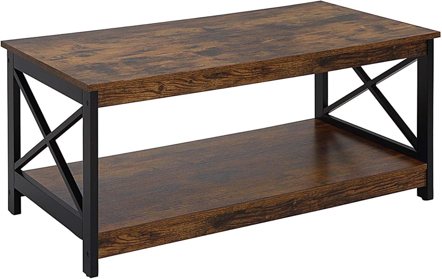 Convenience Concepts Oxford Coffee Table with Shelf, Barnwood/Black