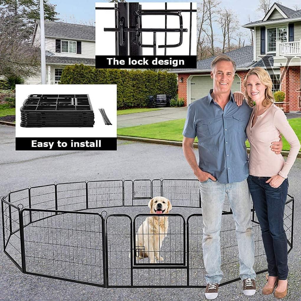 FDW Dog Playpen Pet Dog Fence 2-32 Panels  24/32/40"H Metal Dog Pen Outdoor Exercise Pen with Doors for Large/Medium /Small Dogs for RV,Camping,Yard