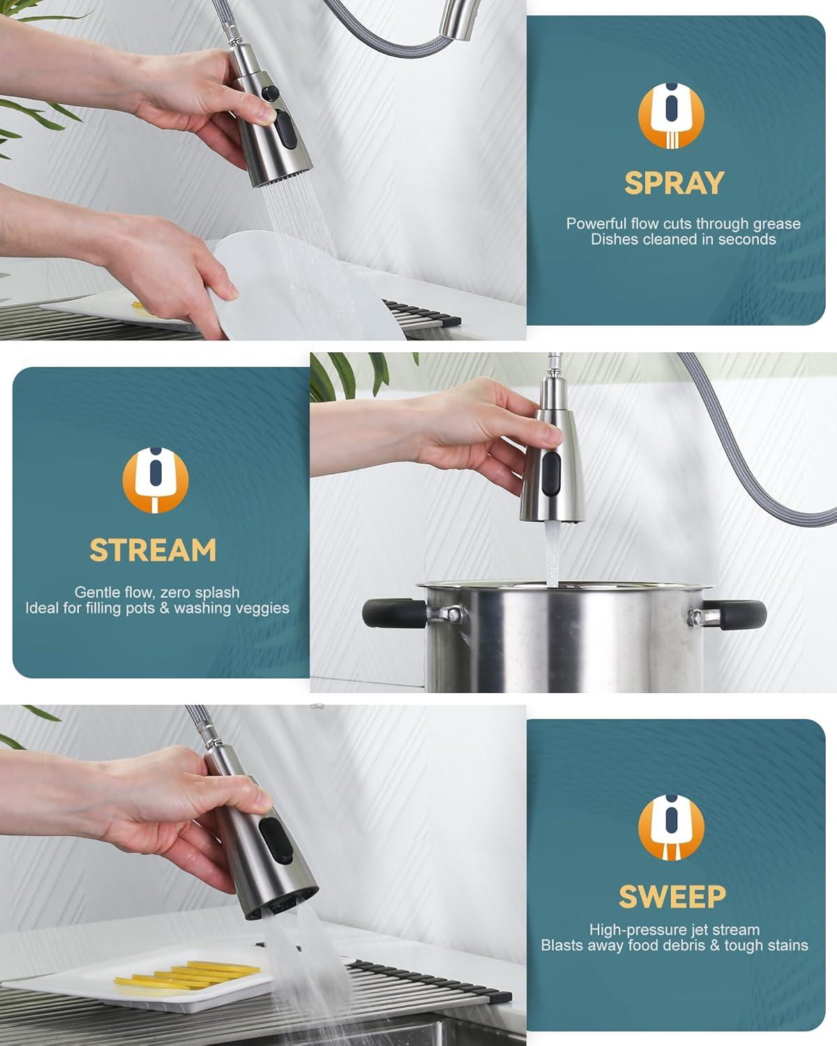 High Arc Pull Down Kitchen Faucet with Sprayer