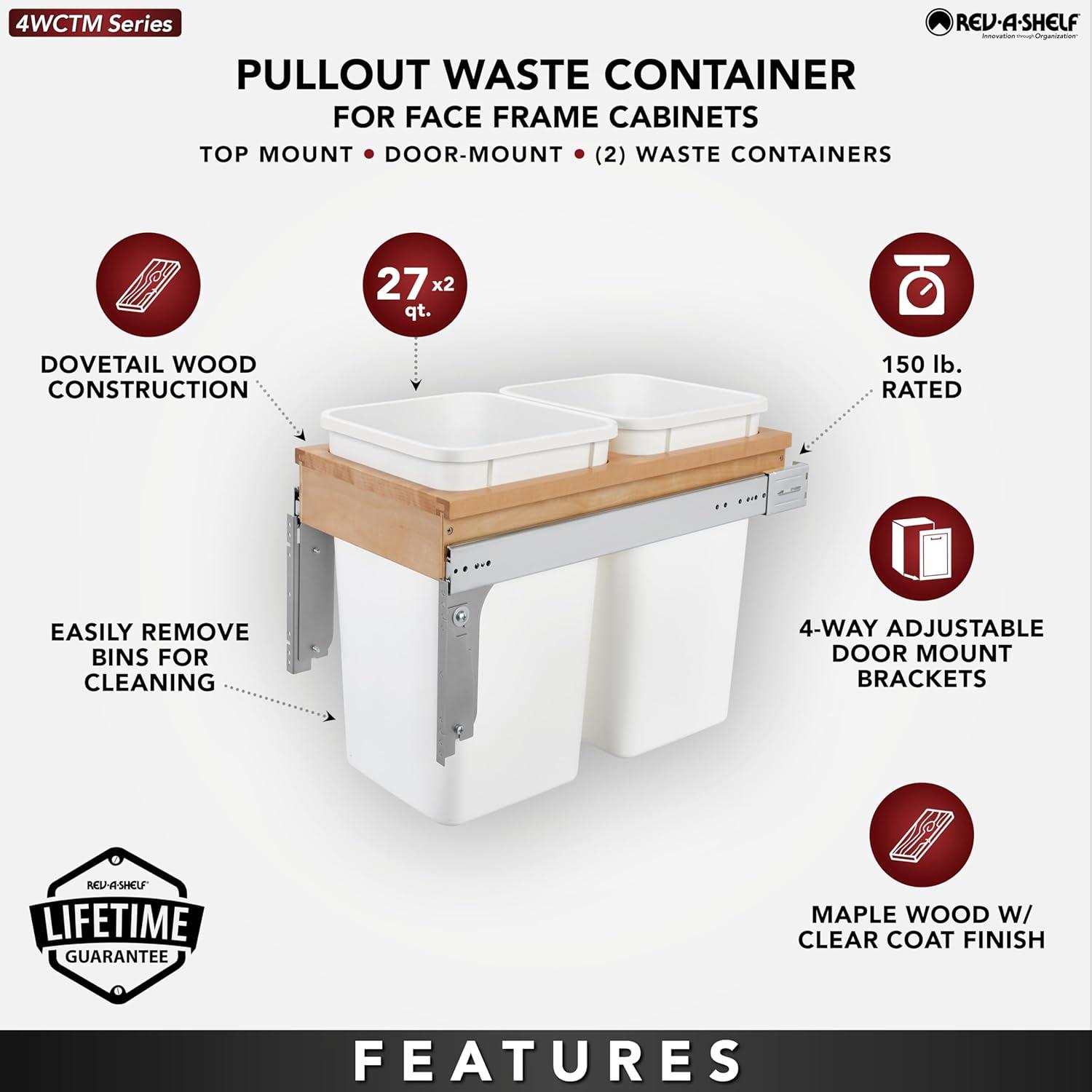 Rev-A-Shelf Double Pullout Top Mount Trash Can