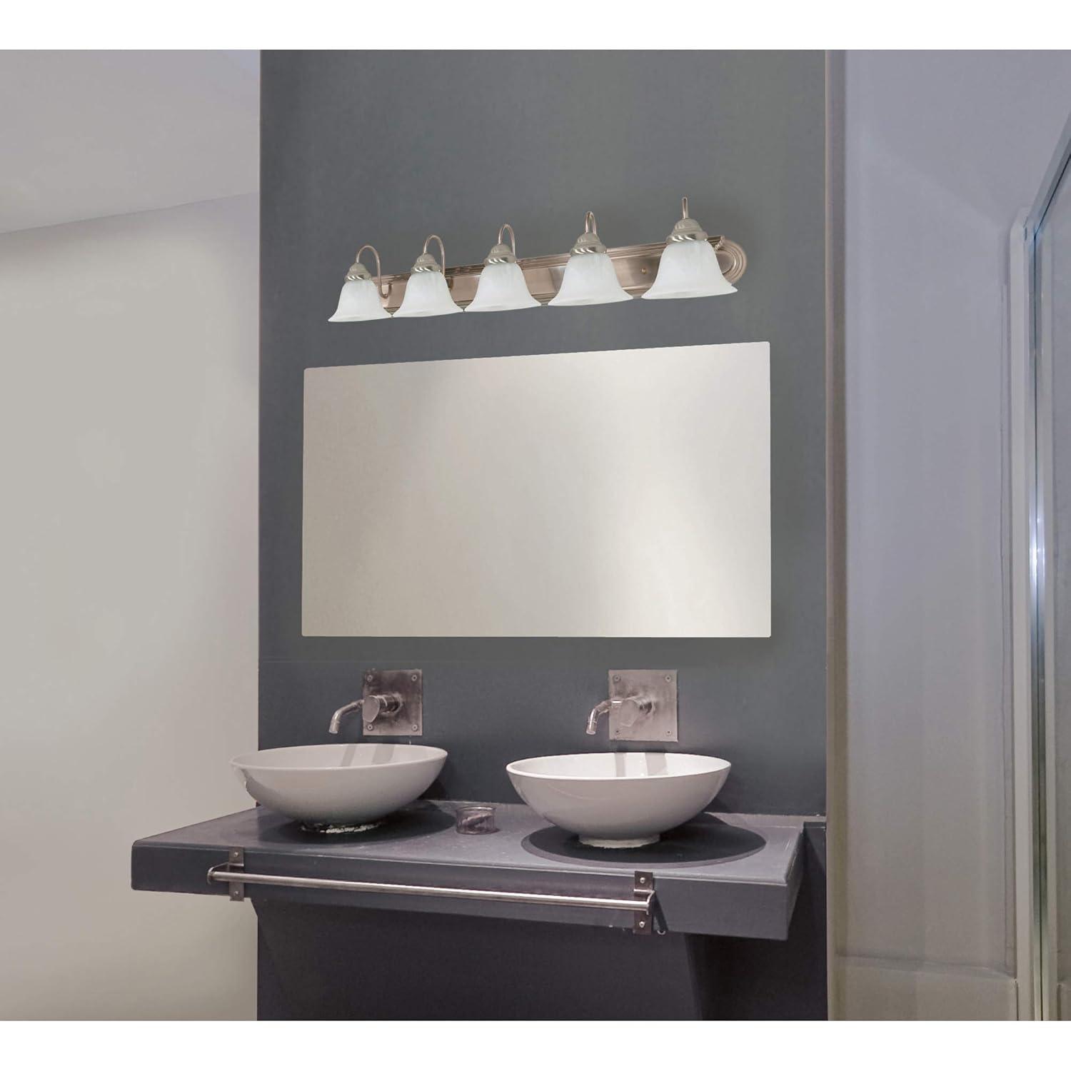 Brushed Nickel 36" 5-Light Vanity Fixture with Alabaster Glass