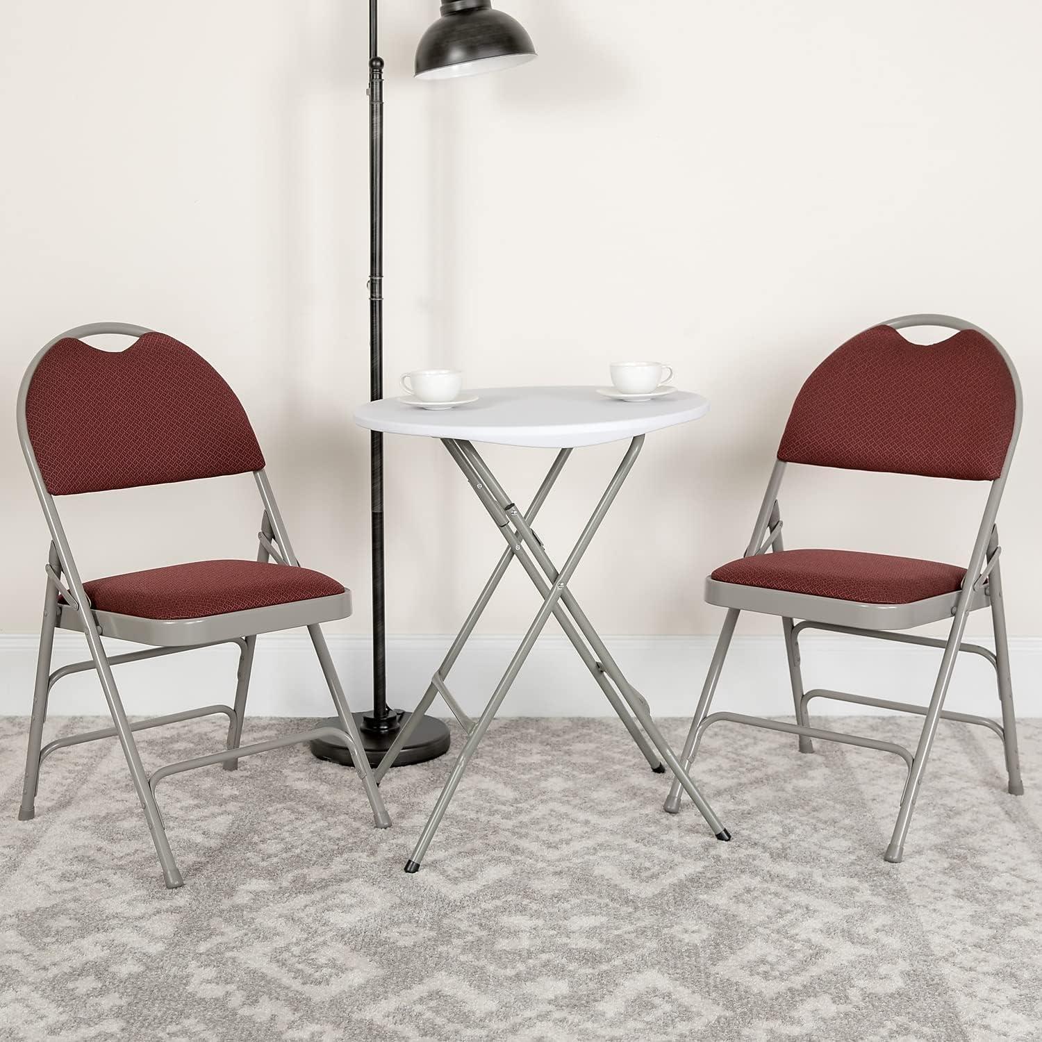 Flash Furniture 2 Pack HERCULES Series Ultra-Premium Triple Braced Burgundy Fabric Metal Folding Chair with Easy-Carry Handle