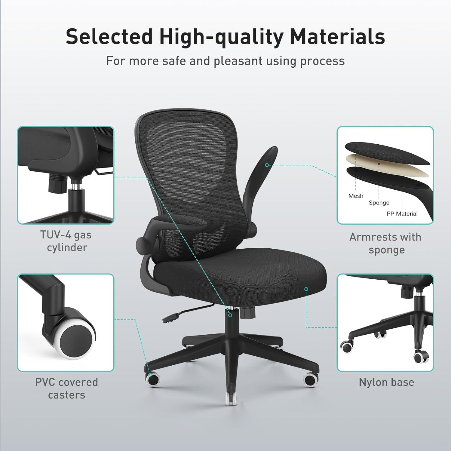 Black Ergonomic Mesh Office Chair with Adjustable Arms