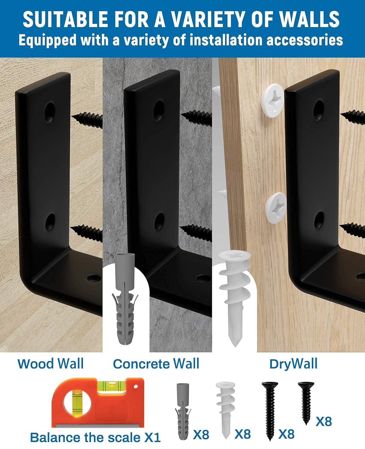 LEOPO 12 inch Shelf Bracket for DIY Floating Shelf, 1/5 inch Thick Heavy Duty Bracket, 4-Pack, 11.25” x 6” x 1.5”