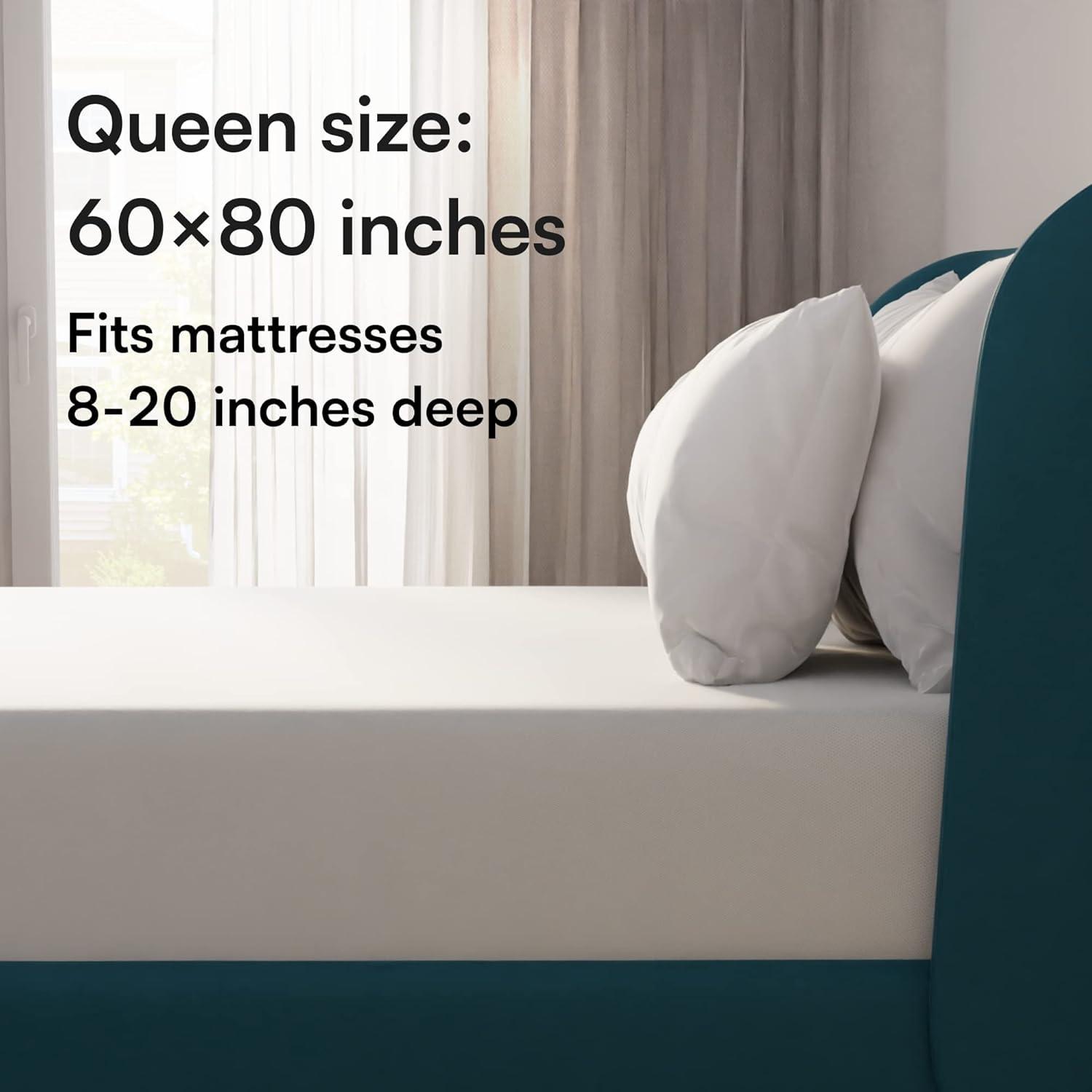 Niagara Sleep Solution Queen Waterproof Mattress Pad Protector Cover Deep Pocket 60x80 Breathable Bed Pillow