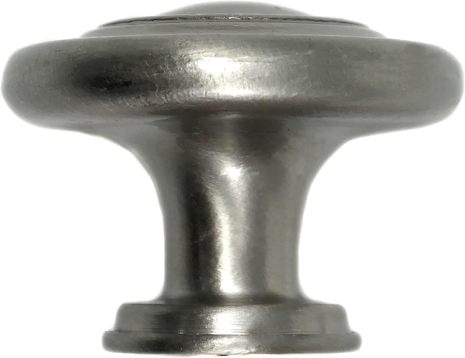 Nantucket Satin Pewter Round Metal Knob with Mounting Hardware