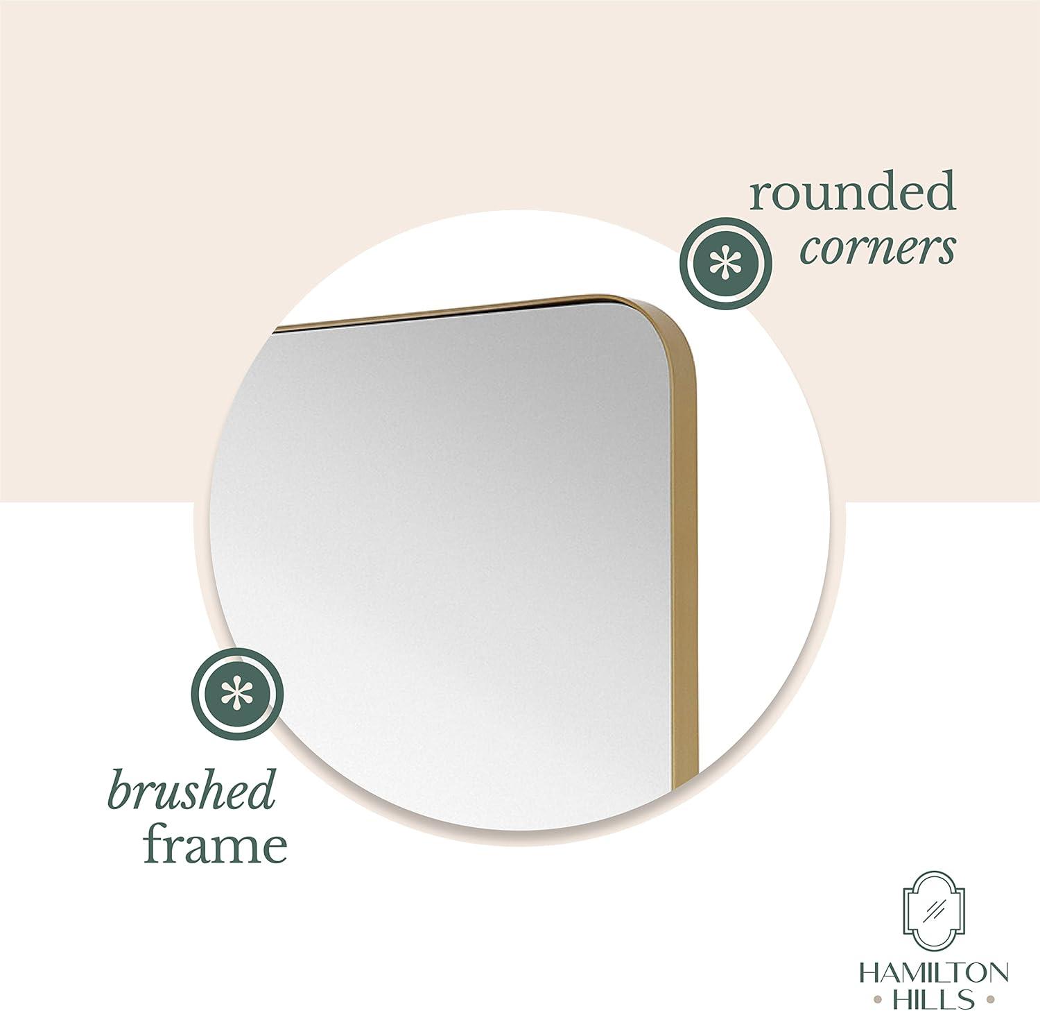 Hamilton Hills Black Metal Surrounded Round Pivot Mirror Silver Backed