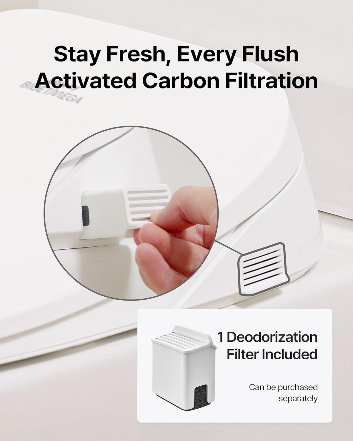 Bidetmega 500S Electric Instant Heating Bidet Seat for Round Toilets in White