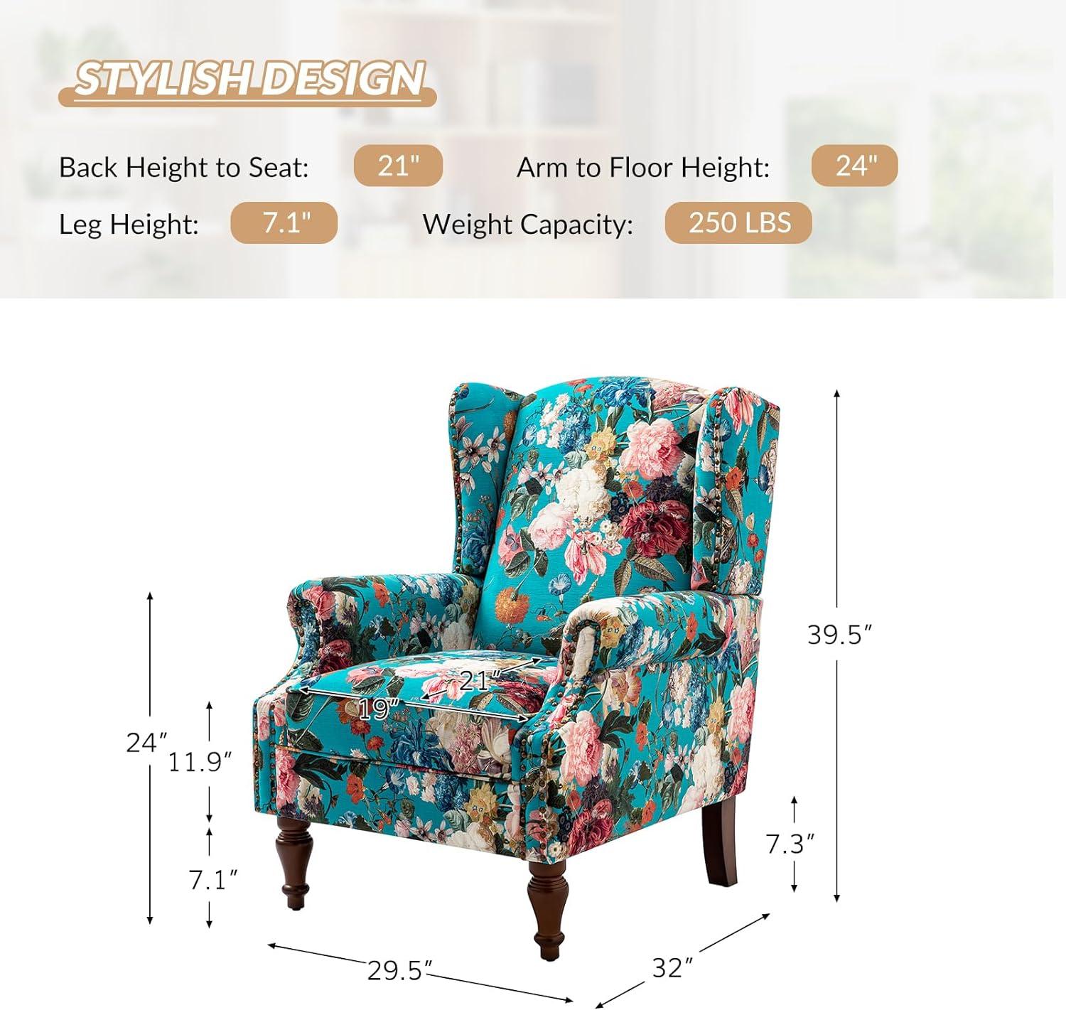 HULALA HOME Gott Transitional  Wingback Accent Chair Armchair with Spindle Legs by  Pecock