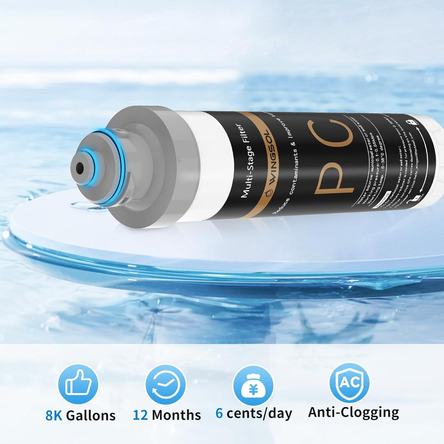 WINGSOL Under Sink Water Filter System with Faucet, Anti-Clogged Design, Reduces PFAS, Lead, Chlorine, Bad Taste, Sediment, NSF/ANSI 42&53, 8K Gallons, Easy Installation, Chrome Faucet