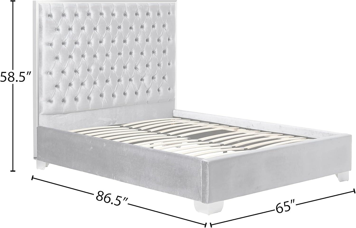 Lexi Grey Velvet Queen Bed - Contemporary