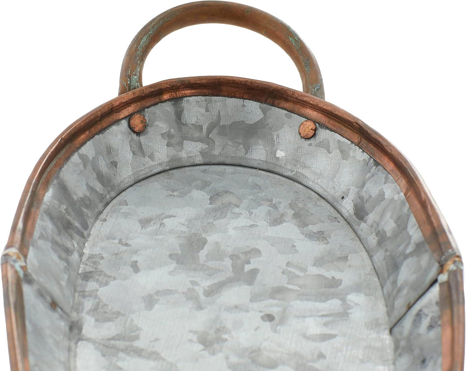 DecMode 14", 22", 28"W Gray Metal Galvanized Tray, 3-Pieces