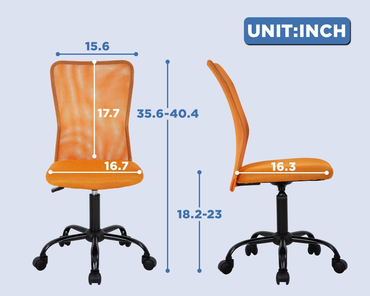 Orange Mesh Swivel Armless Task Office Chair