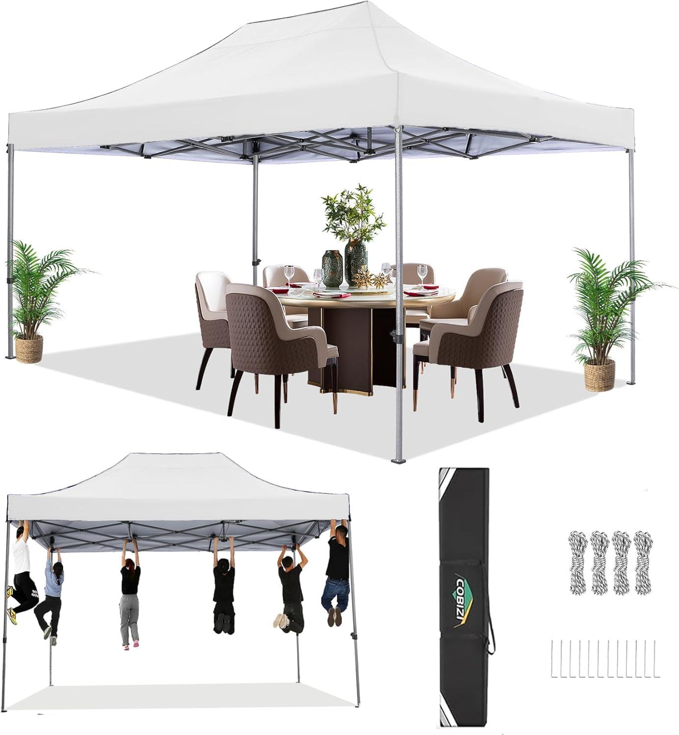 White 10x15 Heavy Duty Pop Up Canopy Tent with Carry Bag