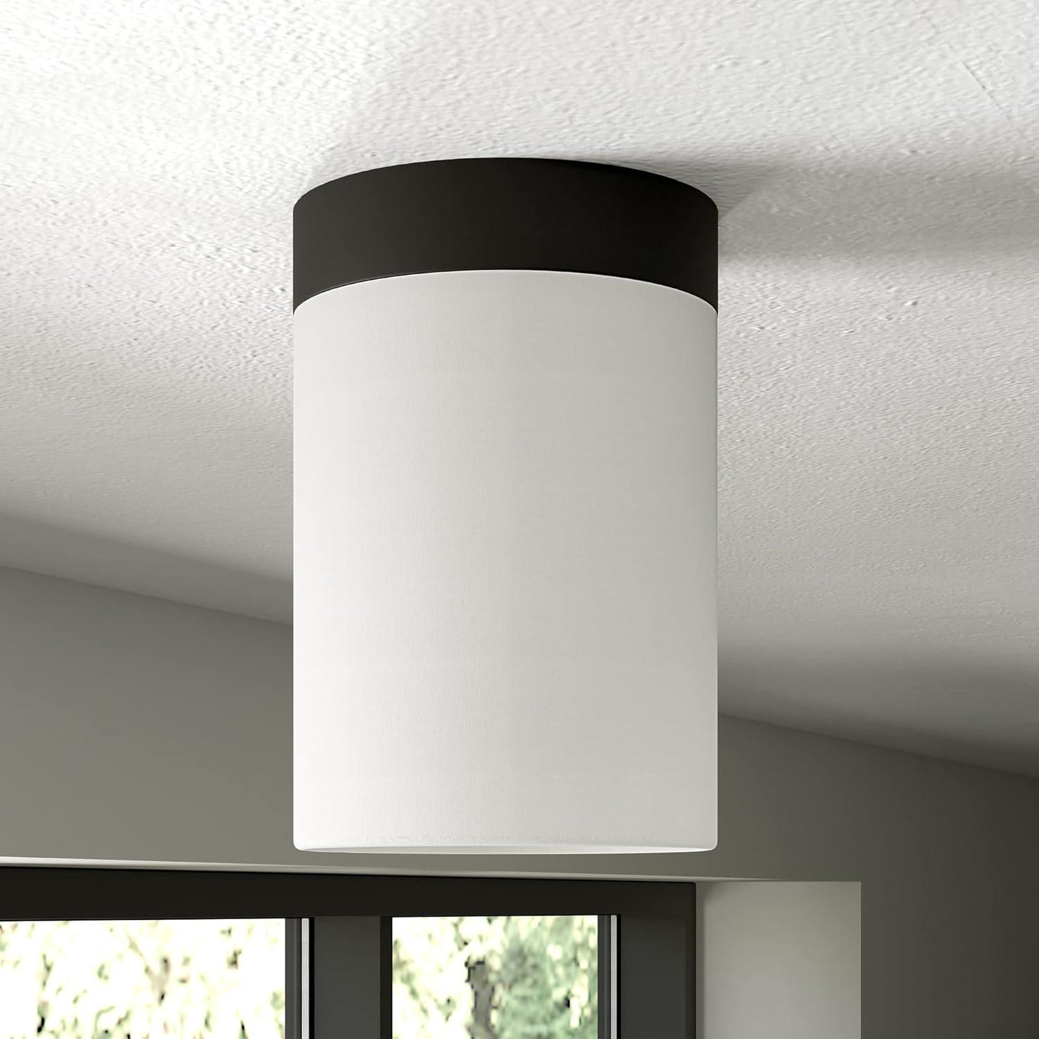 Evelyn&Zoe 6" Blackened Bronze Metal/Fabric Semi Flush Mount