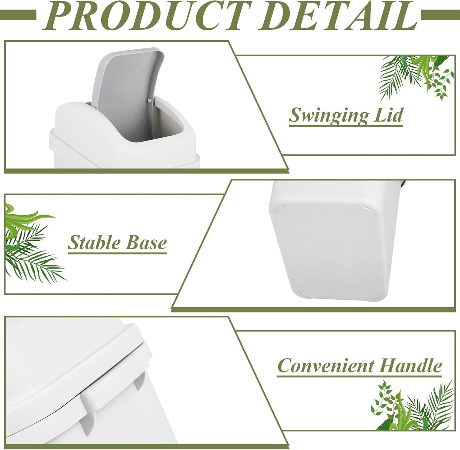 2 Pcs Bathroom Trash Can with Swing Lid Small Garbage Can Plastic Bathroom Trashcan Garbage Bin for Kitchen Waste Bedroom Room Outdoor (Green and Beige, 2.6 Gallon)