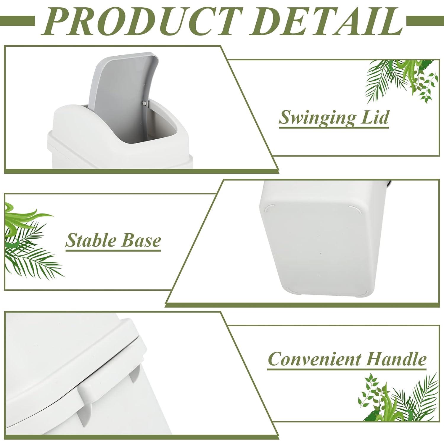 2 Pcs Bathroom Trash Can with Swing Lid Small Garbage Can Plastic Bathroom Trashcan Garbage Bin for Kitchen Waste Bedroom Room Outdoor (Green and Beige, 2.6 Gallon)