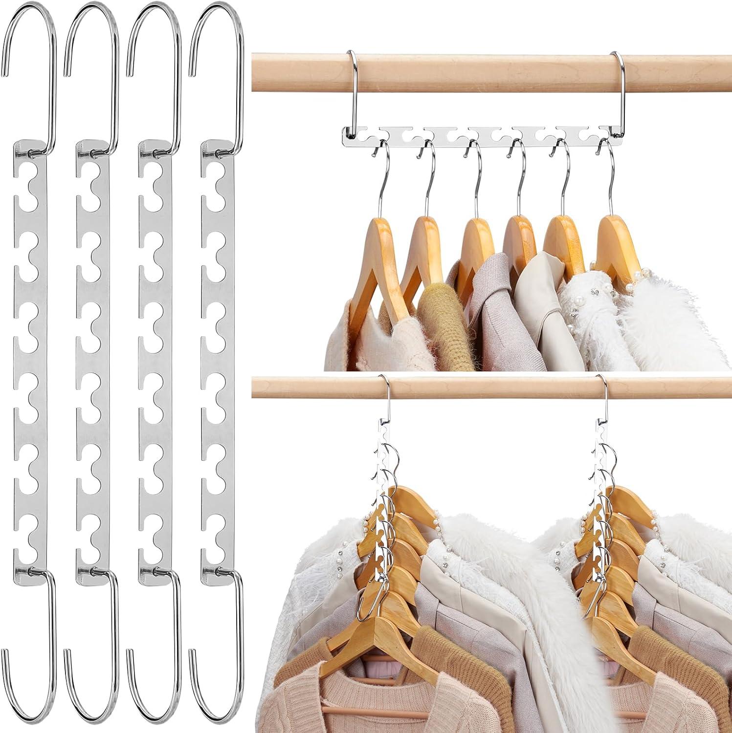 Stainless Steel Space Saving Multi Hanger Organizer, 6 Pack