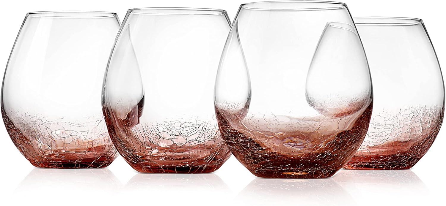 NutriChef Kitchen Clear 4 Set of Crystal Stemless Ultra Wine Glass