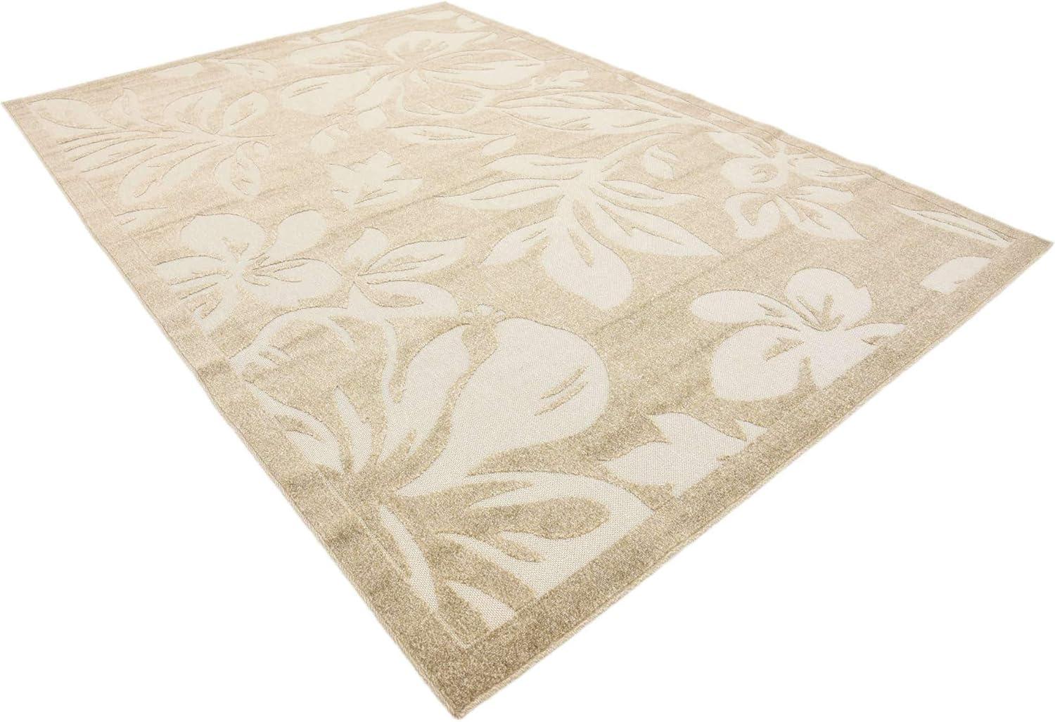 Unique Loom 7' 1 x 10' 0 Beige Outdoor Botanical Jacksonville Area Rug