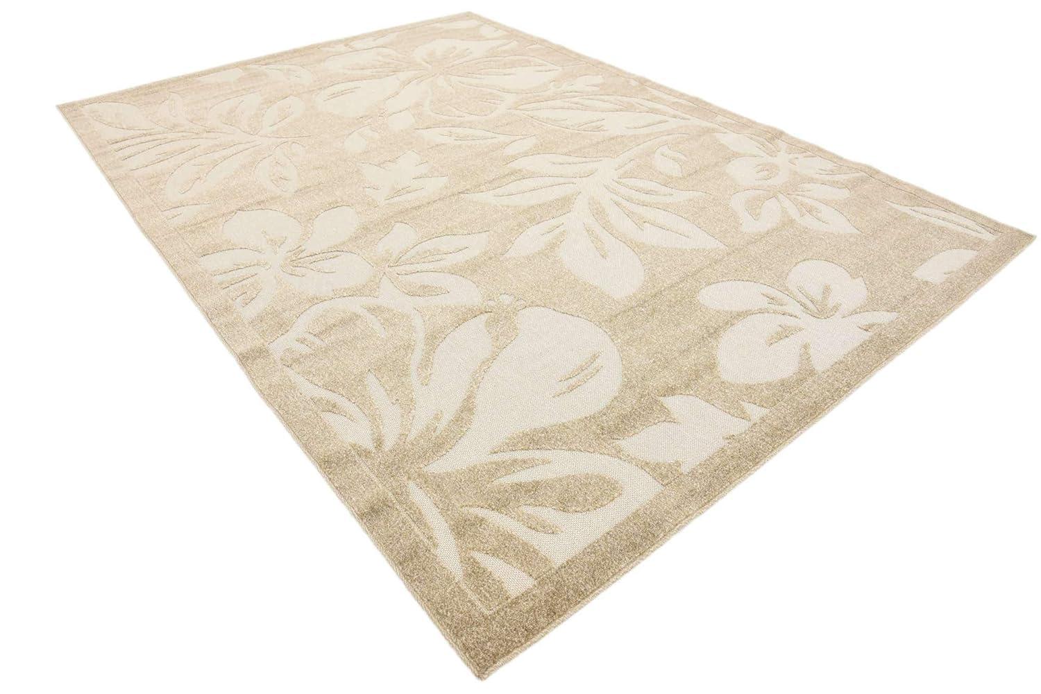 Unique Loom 7' 1 x 10' 0 Beige Outdoor Botanical Jacksonville Area Rug