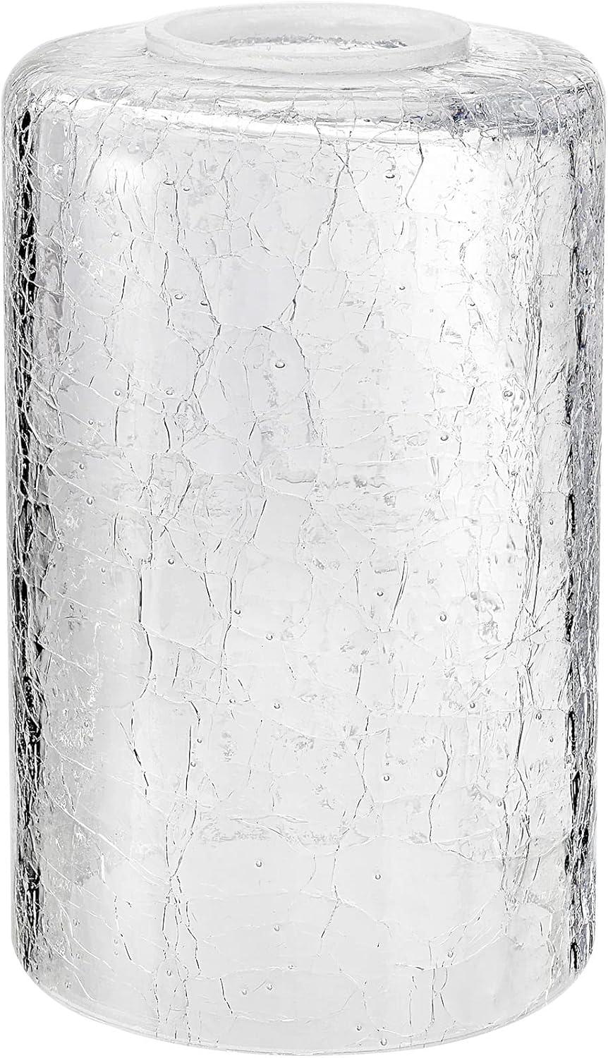 Aspen Creative 23614-01,Clear Cylinder Cracked Glass Shade.3-1/2"Dia x 5-1/2"H / Center Hole:42mm.