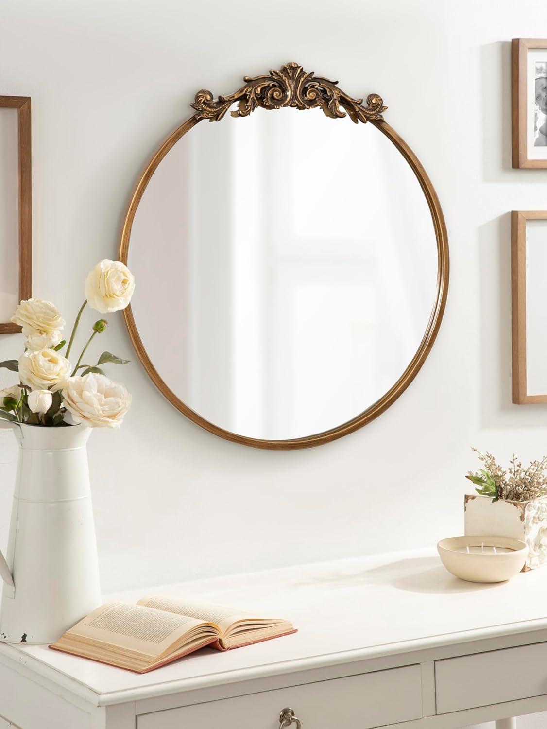 Kate and Laurel Arendahl Metal Round Mirror, 24" Diameter, Gold