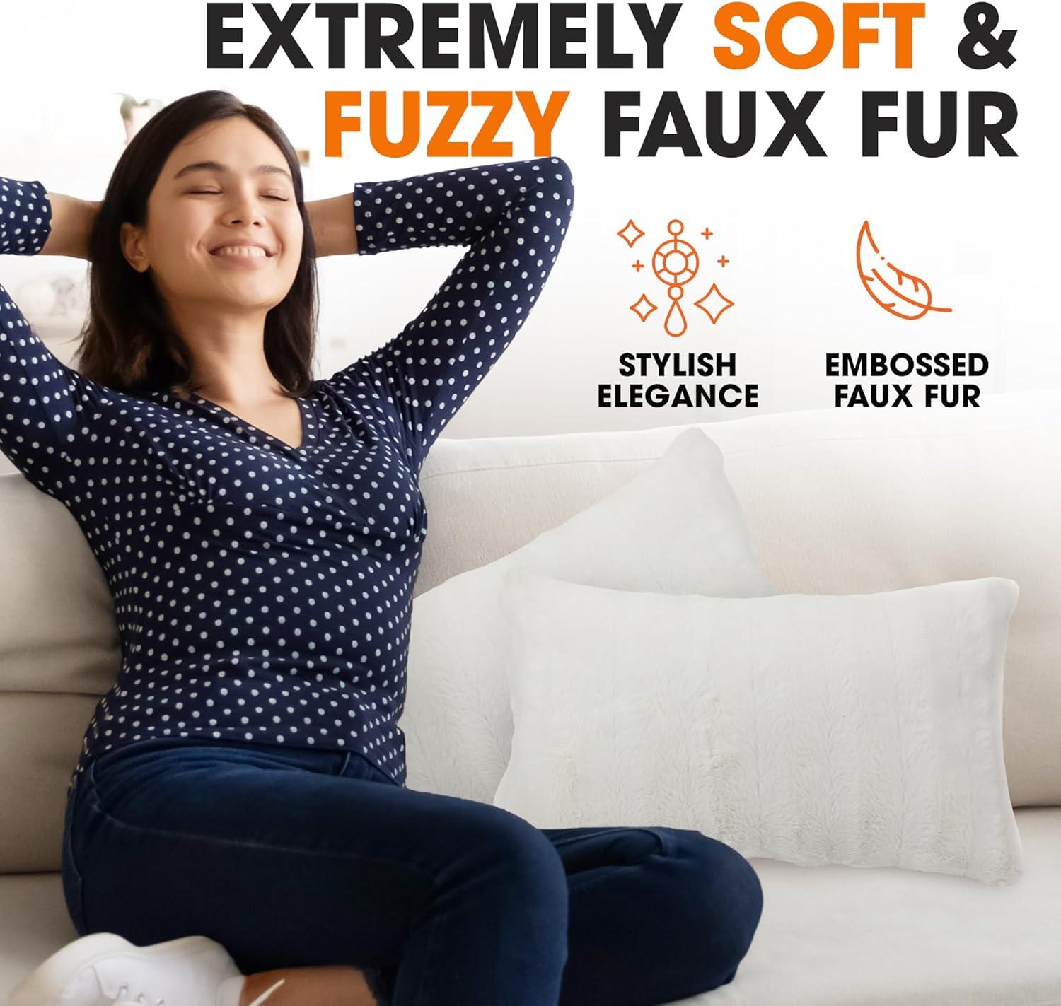 Cheer Collection Faux Fur Throw Pillow (Set of 2)