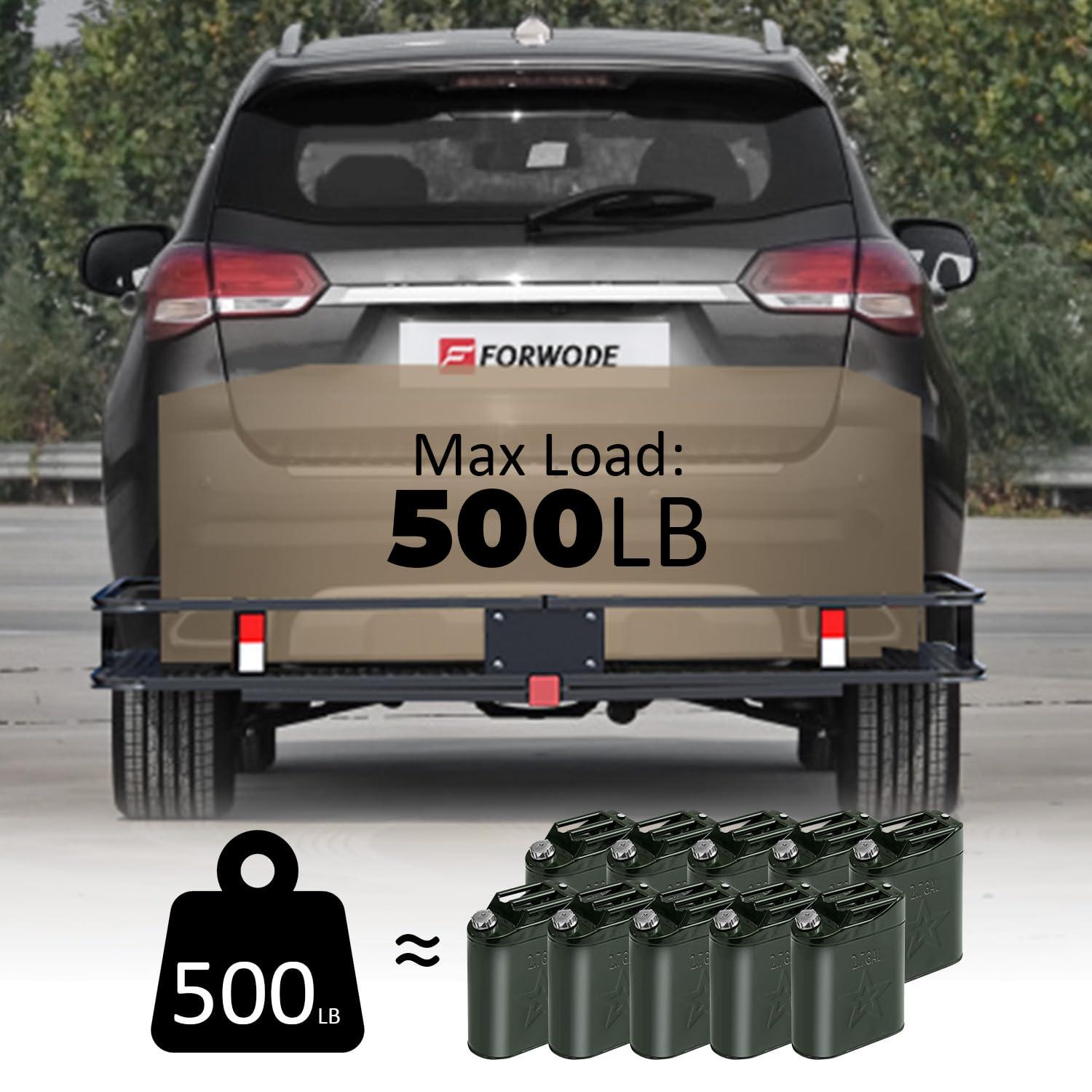 SAIYA 60x24x6 Hitch Cargo Carrier for 2 Inch Receiver, 500LB Capacity Hitch Mount Cargo Rack Carrier, Folding Hitch Cargo Basket with Antirust Coat