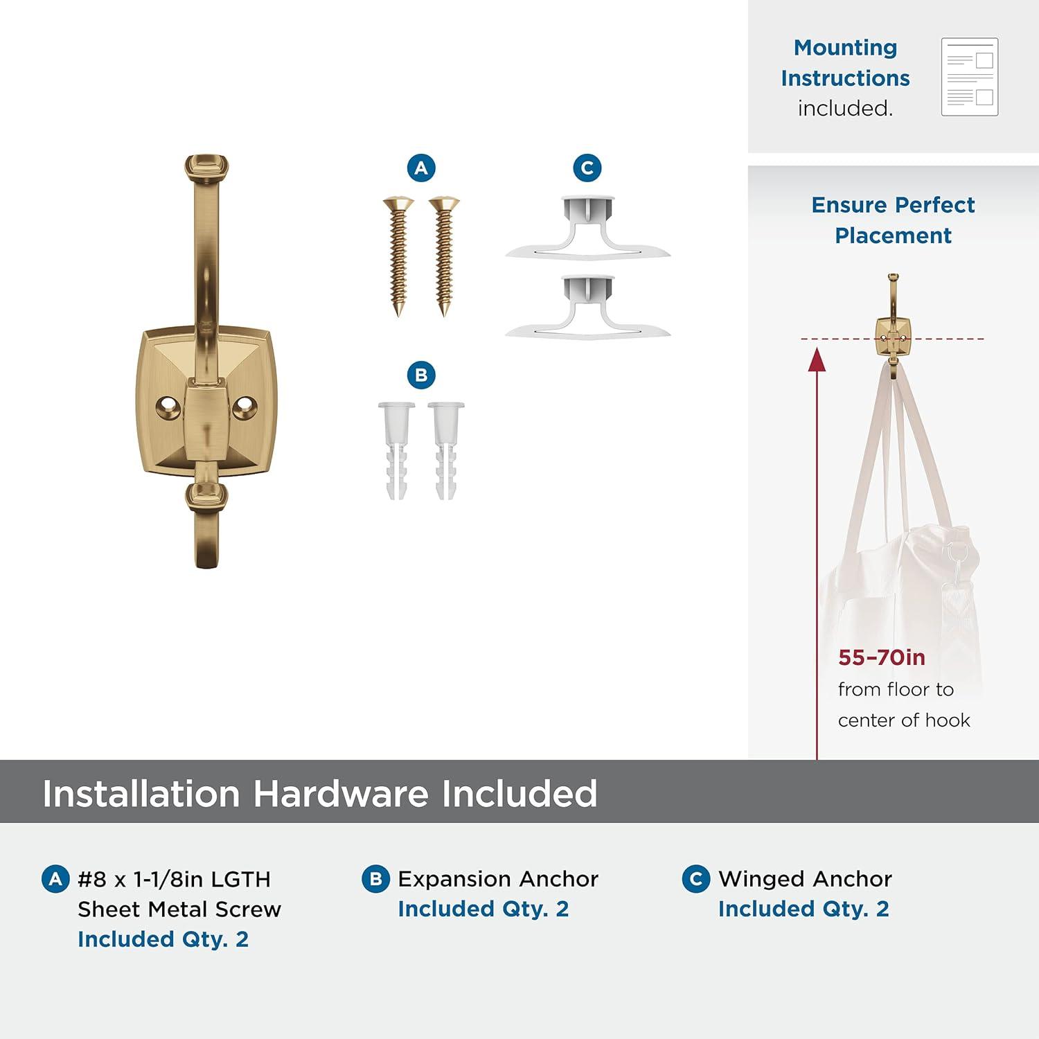 Kinsale Transitional Double Prong Decorative Wall Hook