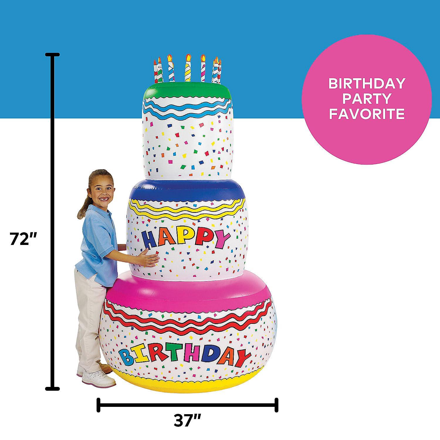 Jumbo Inflate Birthday Cake (37" x 37" x 6") Toys 1 Piece