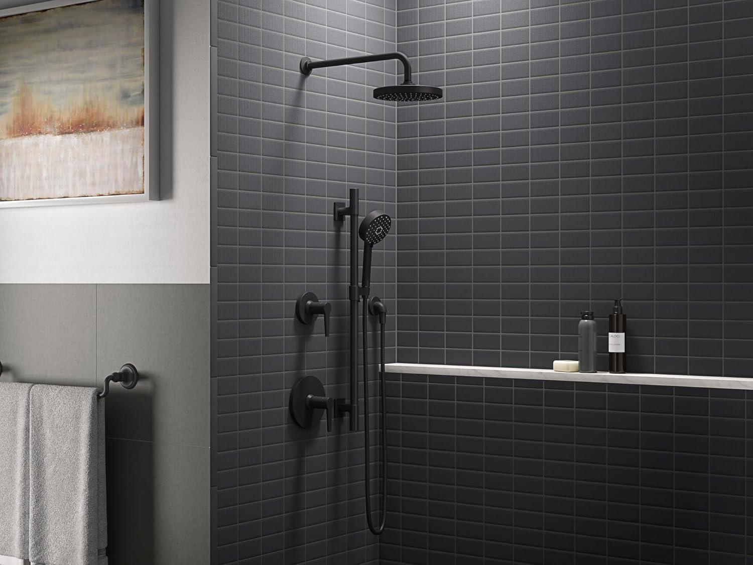 Matte Black Adjustable Height Rain Shower Kit