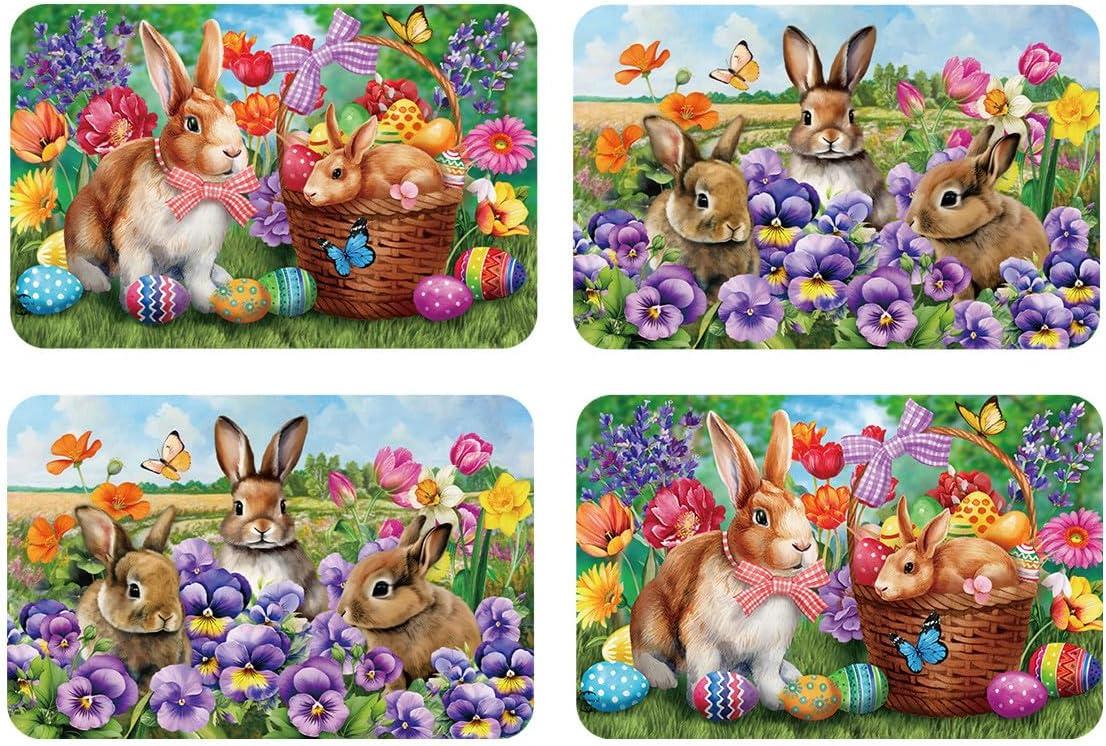 Briarwood Lane Spring Easter Double Sided Placemat (4-pack) 17x11.25 Bunnies and Basket For Easter Placemat