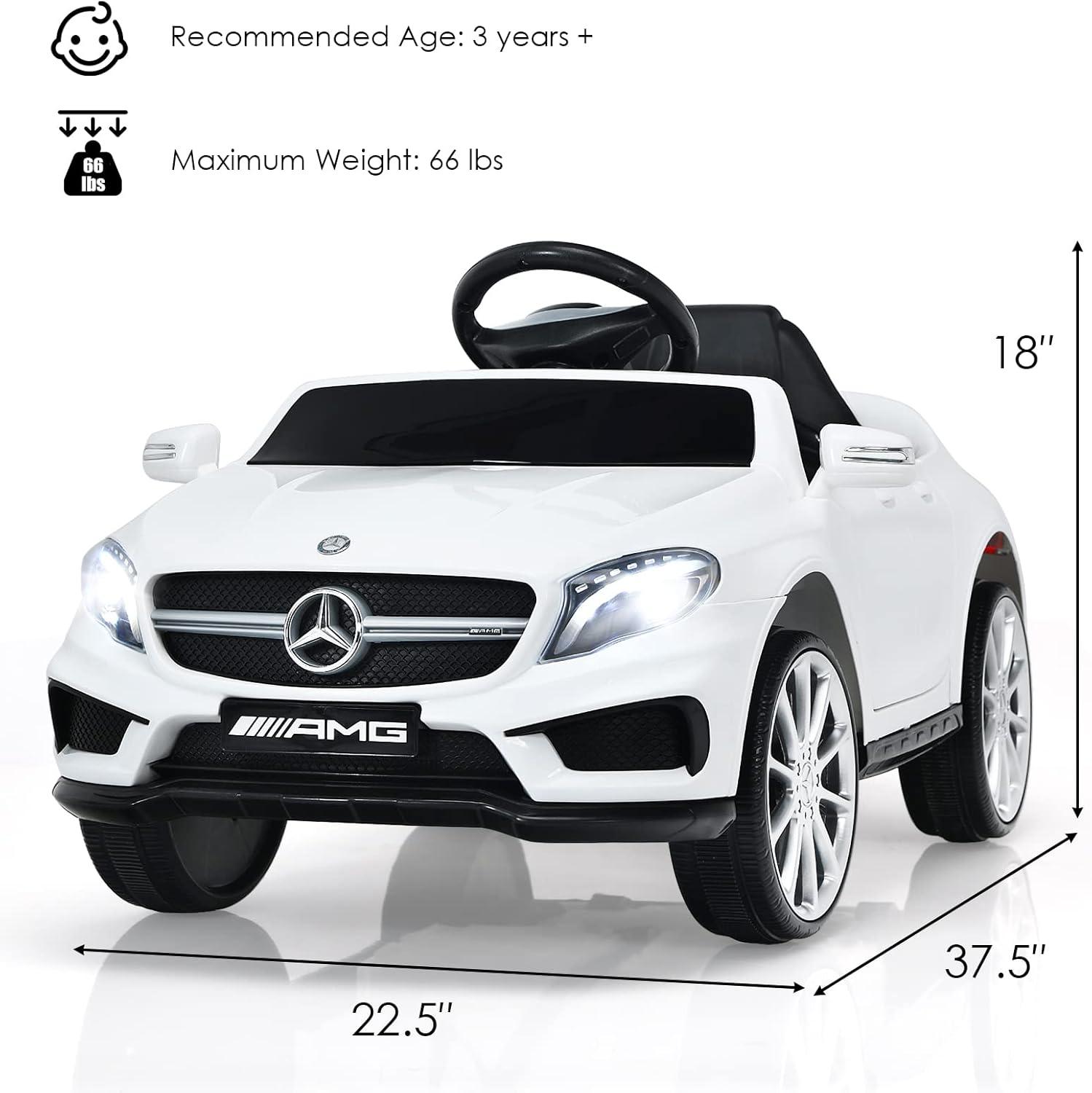 White 12V Mercedes Benz GLA45 Kids Ride-On Car with Remote Control