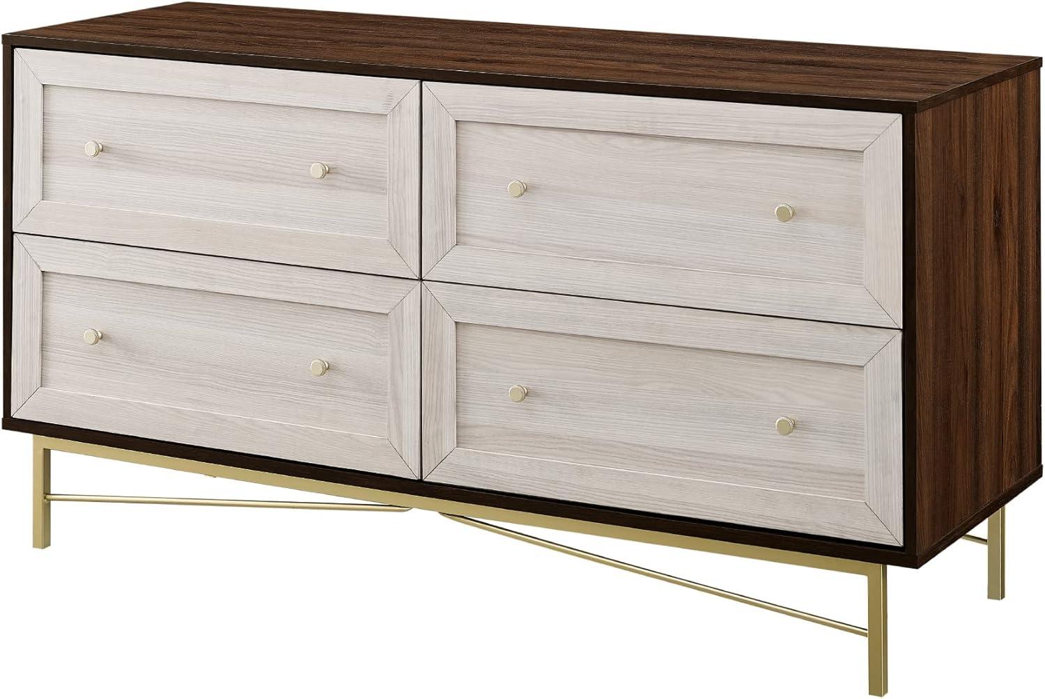 Eloise Glam Double Dresser in Dark Walnut with White Poplar Accents