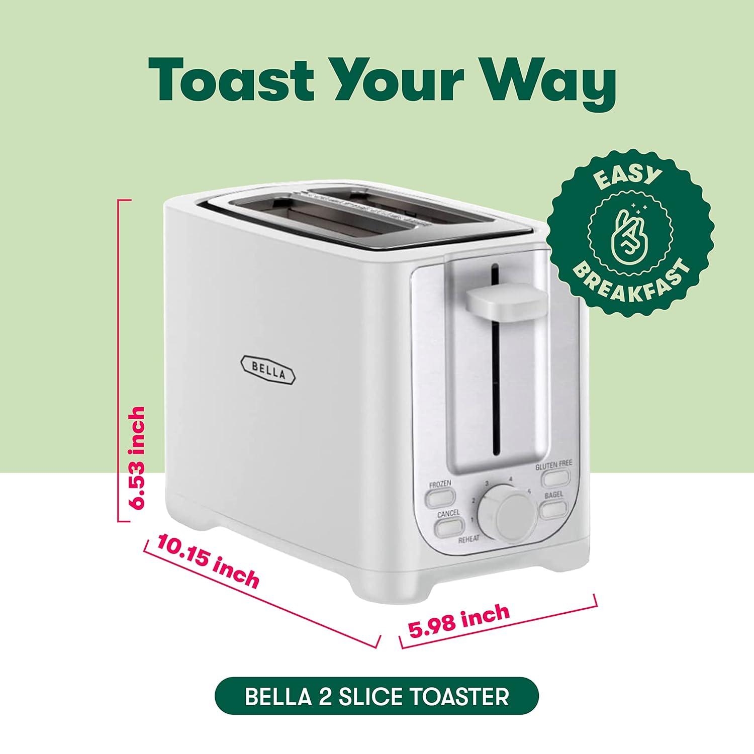 2-Slice Toaster with Auto Shutoff - Extra-Wide Slot and Removable Crumb Tray plus Cancel, Defrost and Reheat Functions - Toast, Bagels and Waffles