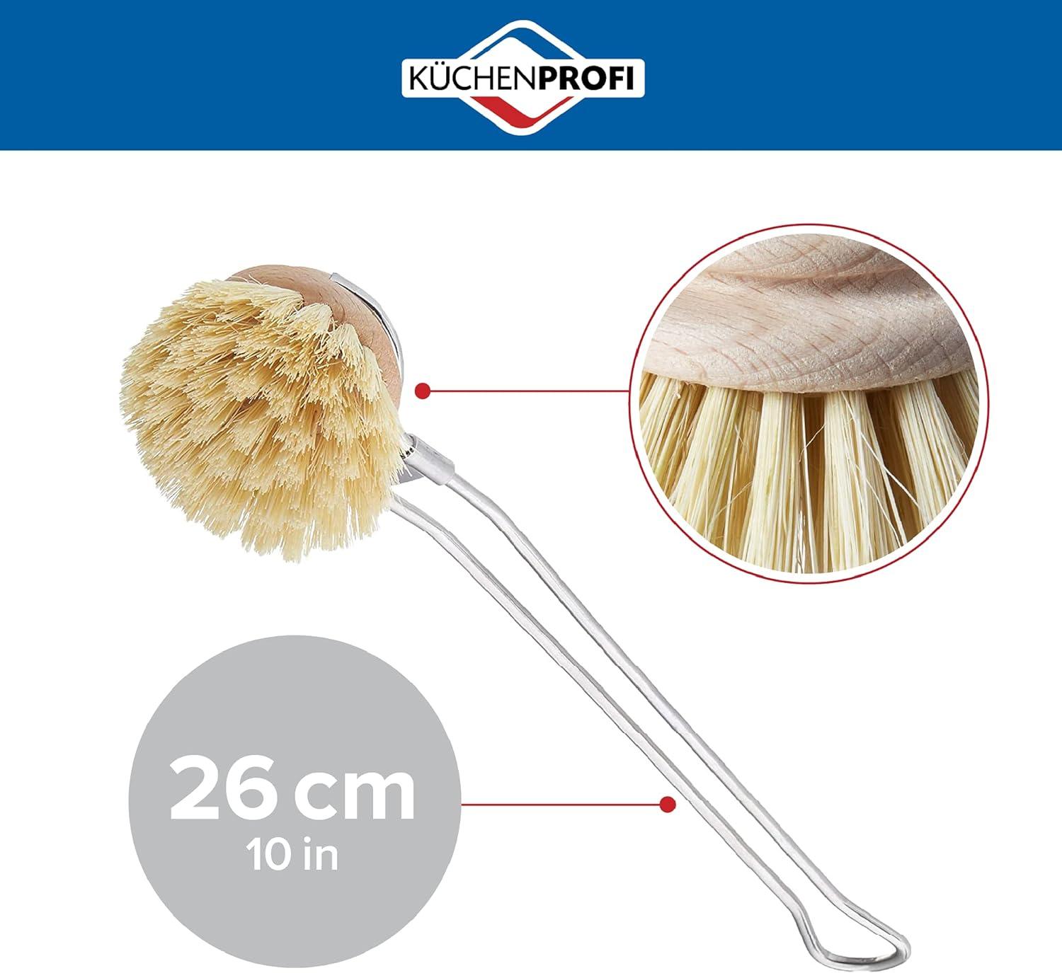 Classic Stainless Steel Dishwashing Brush with Natural Bristles