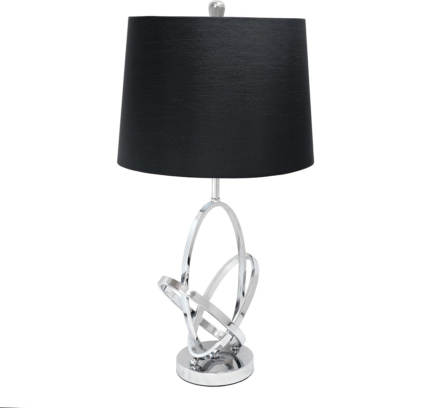 Mod Art Polished Table Lamp with Shade Metallic Silver - Elegant Designs: UL Listed, 3-Way Switch, No Assembly Required